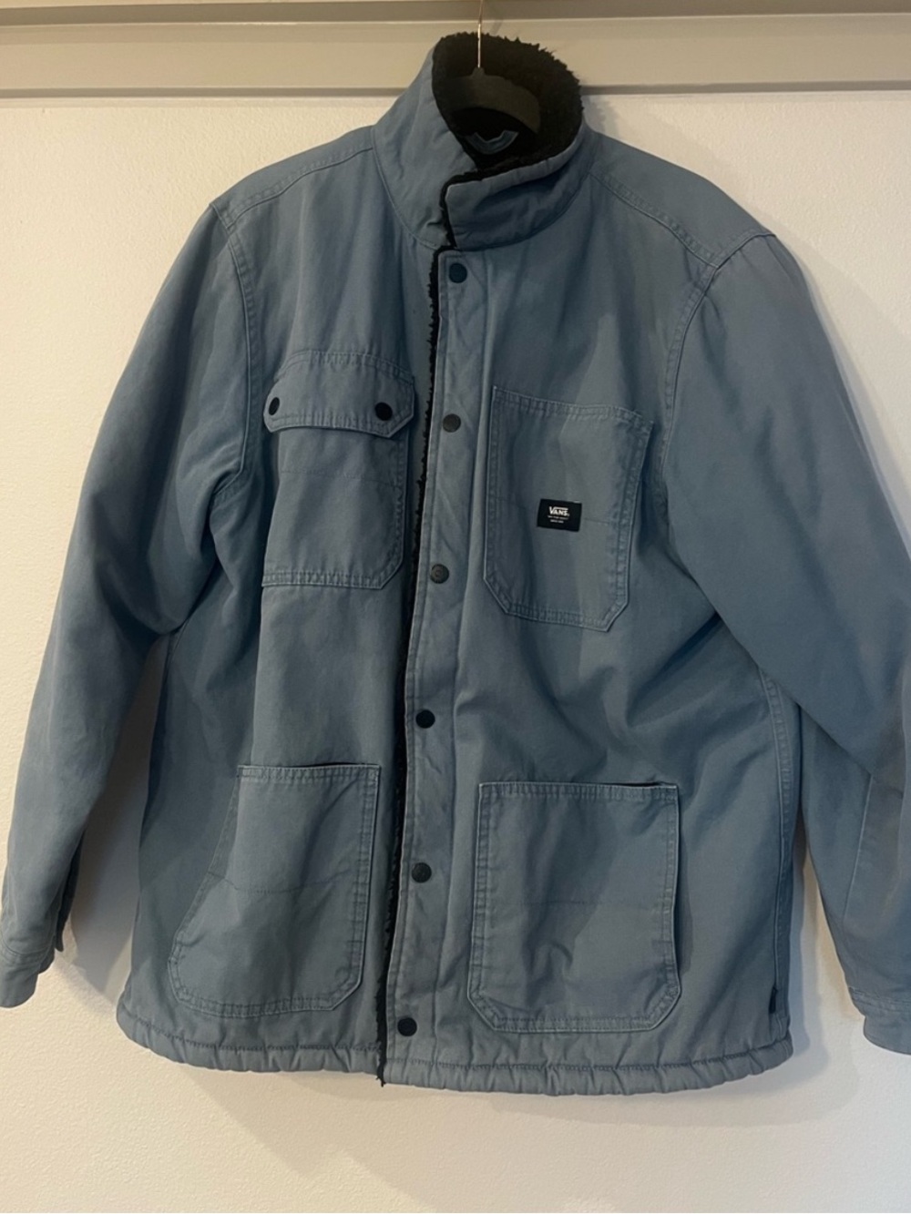 Vans Light Blue Field Jacket/Chore Coat w/ Black Sherpa lining and collar. EUC!